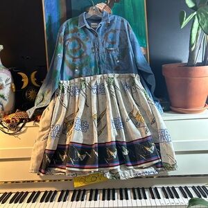 Vtg One of A Kind Repurposed Upcycled Reworked Star Wars Sheet Denim Free Size